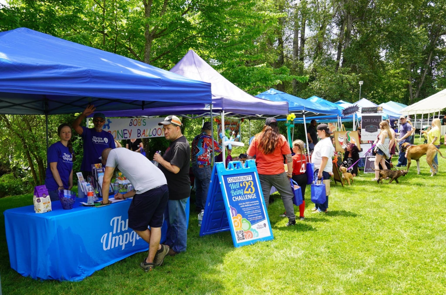 A photo of vendor booths at the Barks and Recreation event in 2023